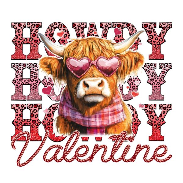 Howdy Valentine Highland Cow Leopard SVGPNG Design