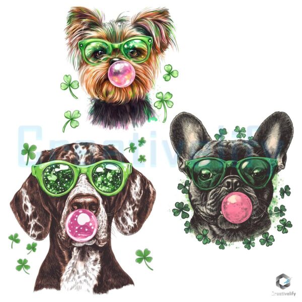 St. Patrick's Day Dogs Blowing Bubbles Bundle PNG