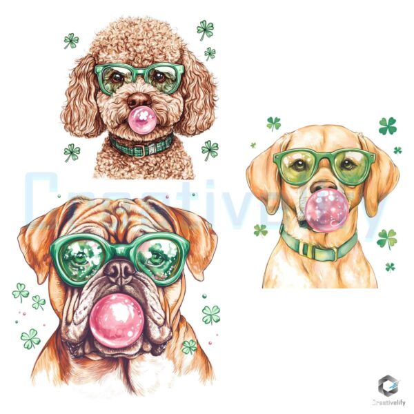 Dogs Blowing Bubbles St. Patrick's Day PNG