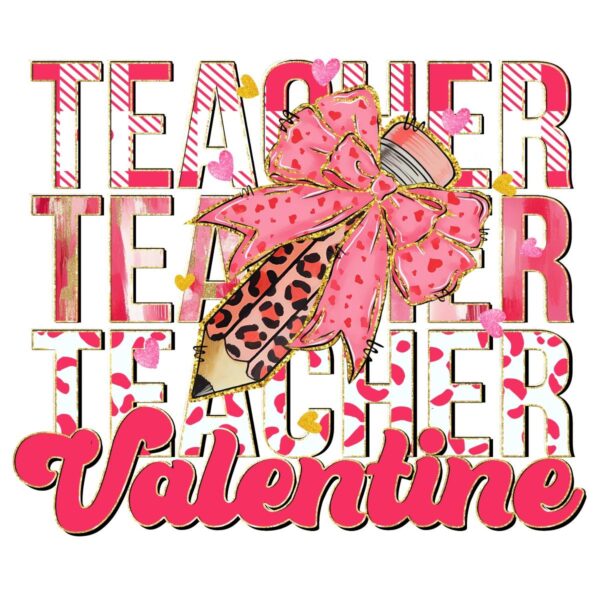 Leopard Coquette Teacher Valentine Pencil PNG Design