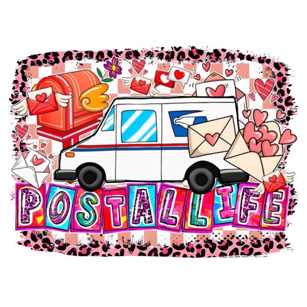 Leopard Glitter Mail Truck Valentine PNG for Postman Life