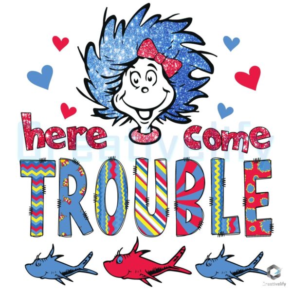 Little Miss Trouble Dr Seuss Style PNG Design