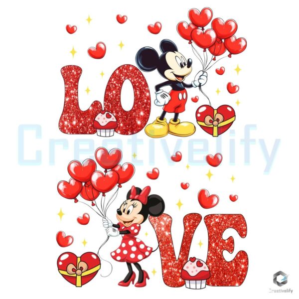 Love Minnie Mickey Couple Valentine PNG