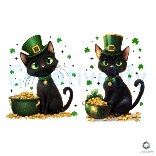 Lucky Black Cat PNG for St Patricks Day Charm