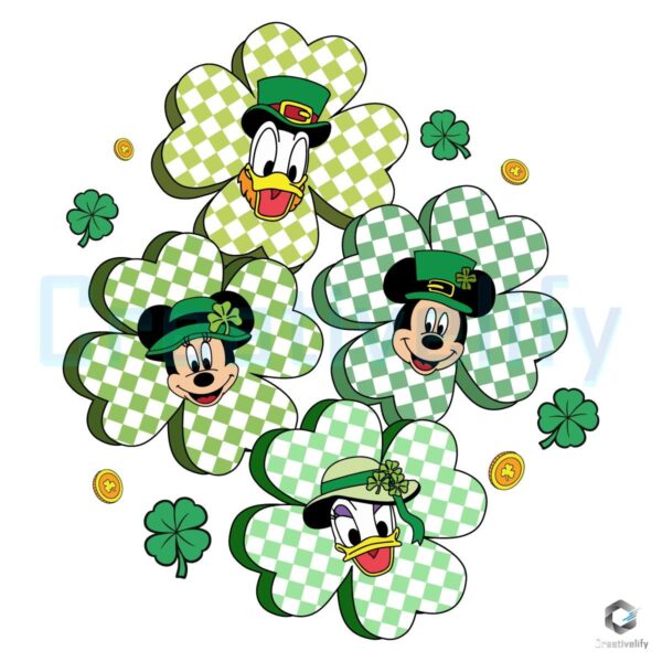 Lucky Clover Mickey Friends Checkered PNG Design