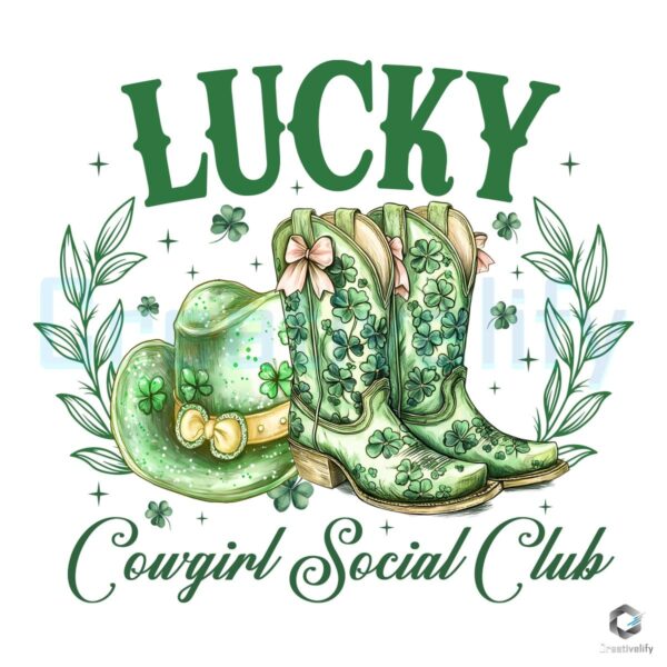 Lucky Cowgirl Social Club St Patricks Day PNG Design