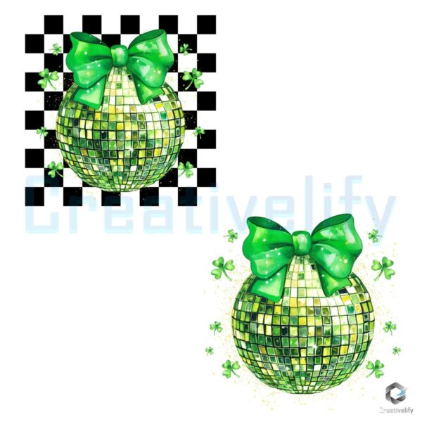 Lucky Disco Ball Checkered PNG for St Patricks Day Fun