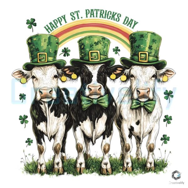 Lucky Shamrock Cow PNG for a Happy St Patricks Day