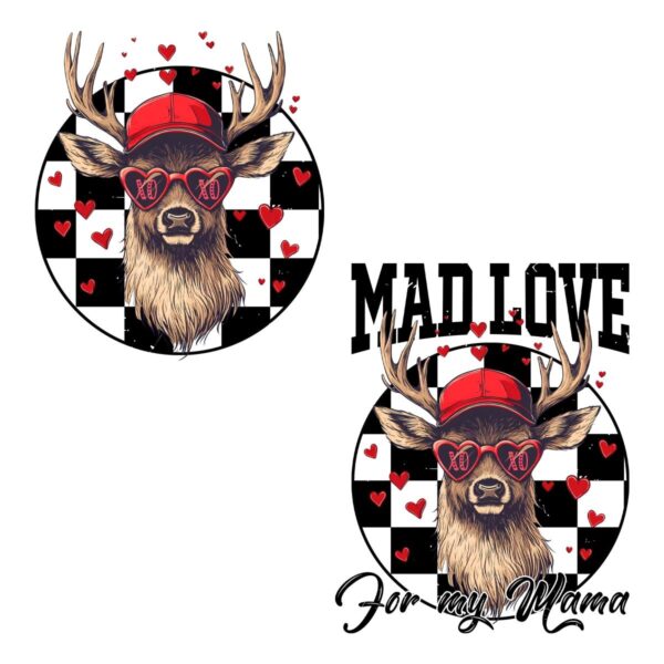 Mad Love for Mama Checkered Valentine Hunting PNG Design