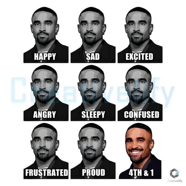 Many Faces Of Jalen Hurts Humorous Philadelphia Eagles PNG