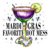 Mardi Gras Hot Mess Wine Glass Design PNG