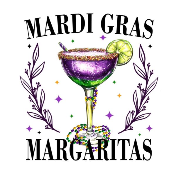 Mardi Gras Margaritas Cocktail Fun Cheers in PNG Style