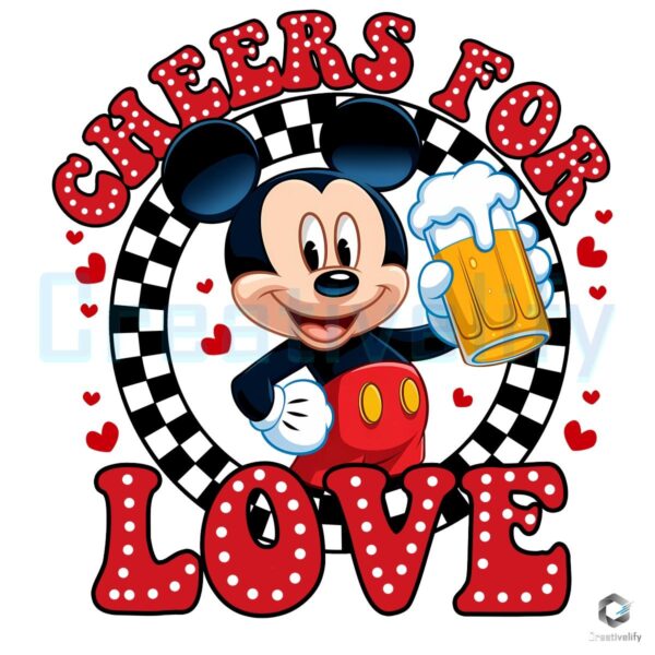 Mcikey Mouse Cheers For Love Valentine Drinking PNG