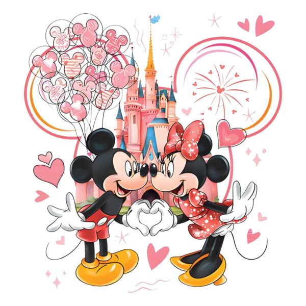 Mickey Minnie Valentine Magic Disney Castle PNG