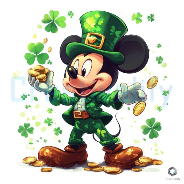 Mickey Mouse St Patricks Day Leprechaun Gold PNG Design