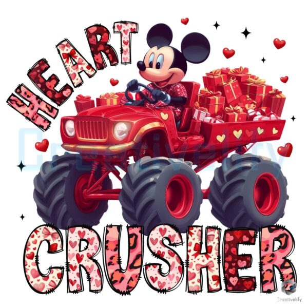 Mickey Mouse Valentines Heart Crusher Tractor SVGPNG