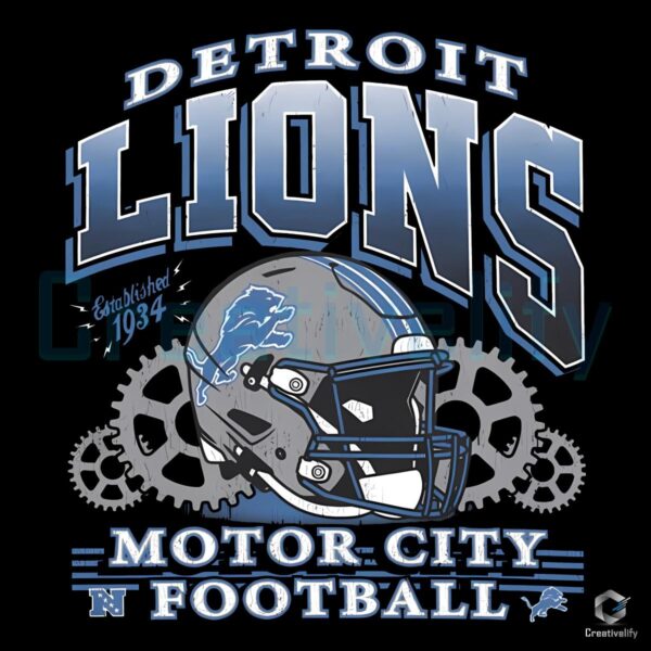 Motor City Pride Vintage Detroit Lions Helmet PNG Logo