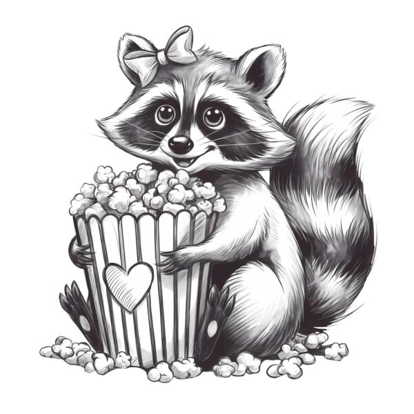 My Heart Pops for You Cute Valentine Raccoon PNG