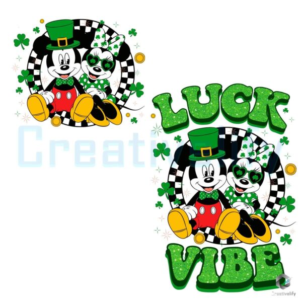 Luck Vibe Mickey Minnie St. Patrick's Day PNG