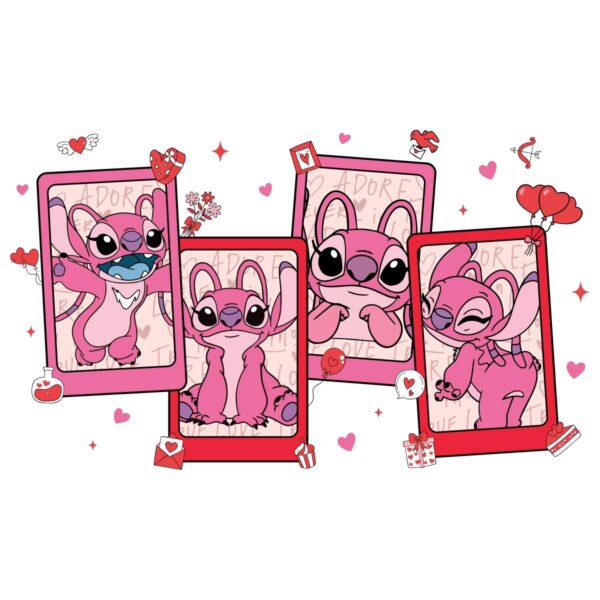 Pink Angel Stitch Valentine Love Collage PNG Design