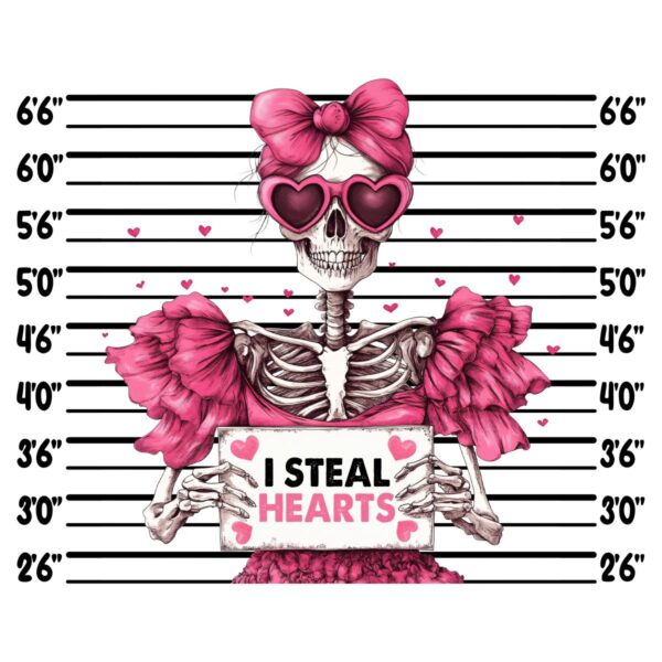 Pink Skeleton Heart Thief SVGPNG Design