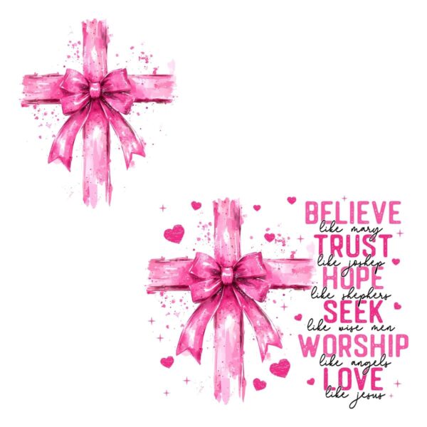 Pink Valentine Coquette Cross Design Believe in Love PNG