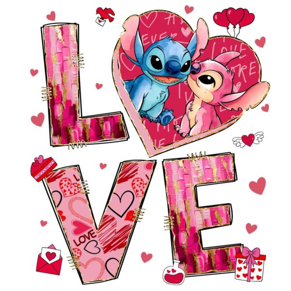 Pink Valentine Disney Stitch Angel Love SVGPNG Design