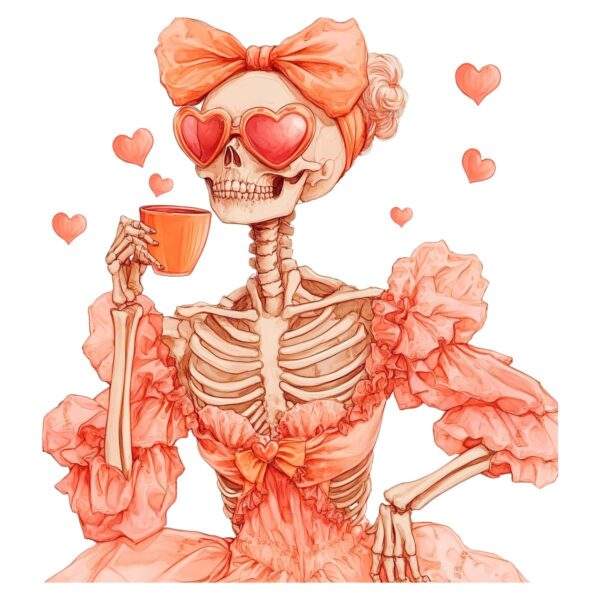 Pink Valentine Skeleton Coquette Headband SVGPNG Design