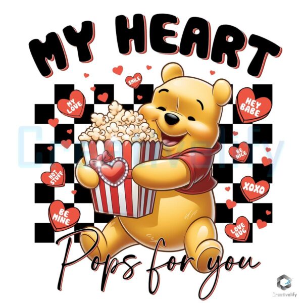 Pooh Bear Valentine PNG My Heart Pops for You