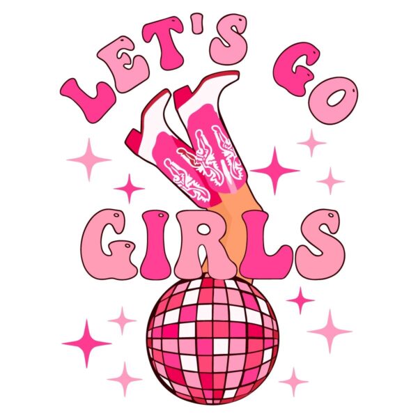 Retro Cowgirl Disco Ball SVG Lets Go Girls Valentine Design