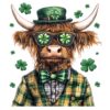 Retro Highland Cow St Patricks Day Shamrock SVG PNG Design