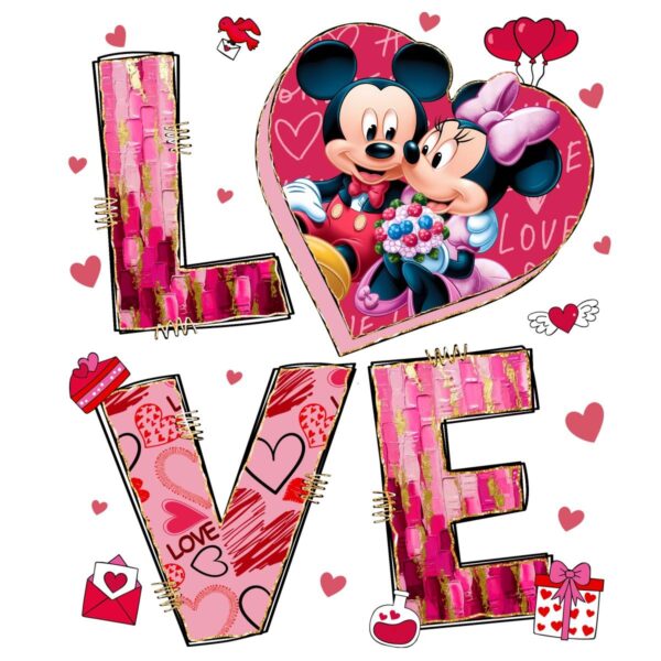 Romantic Pink Valentine Disney Mickey Minnie Love PNG