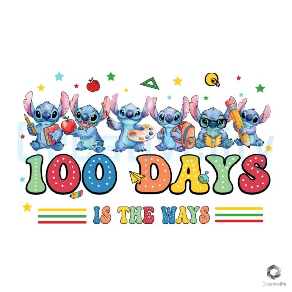 School Stitch 100 Days Fun PNG Design