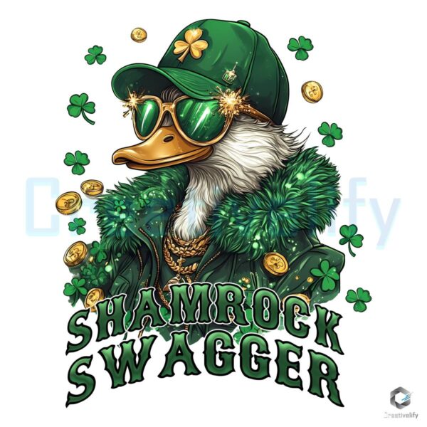 Shamrock Swagger St Patricks Day Duck PNG Design