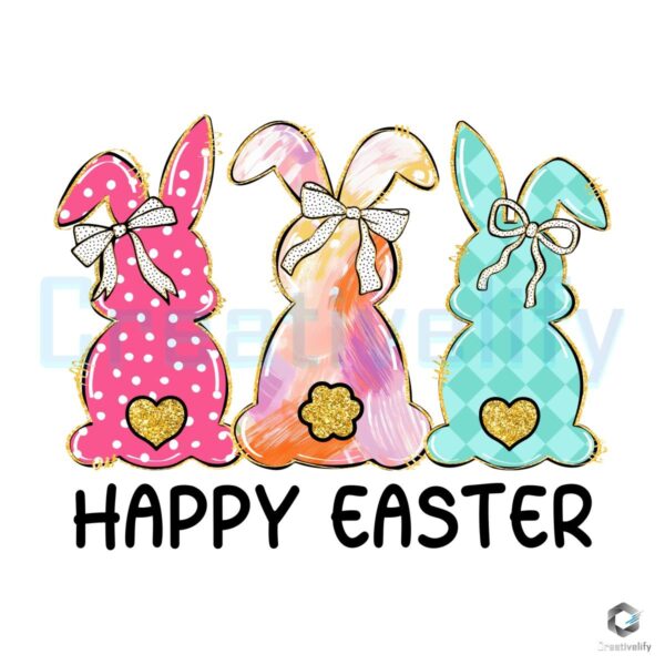 Sparkly Happy Easter Coquette Bunny PNG Design