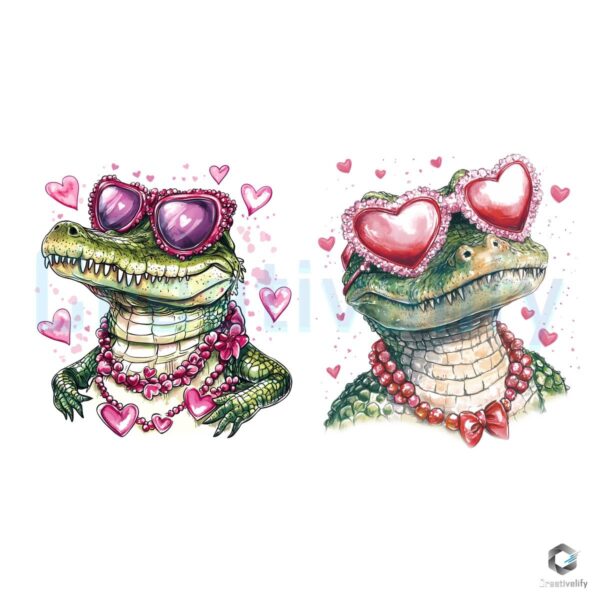 Sparkly Valentine Gator PNG