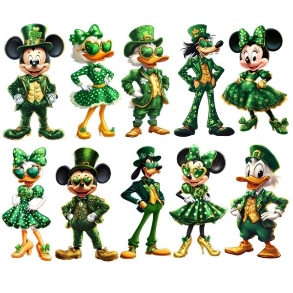 St Patricks Day Disney Mickey Friends PNG Bundle