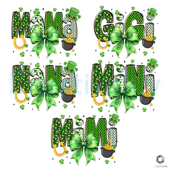 St Patricks Day Lucky Mom Bow Bundle Chic PNG Designs