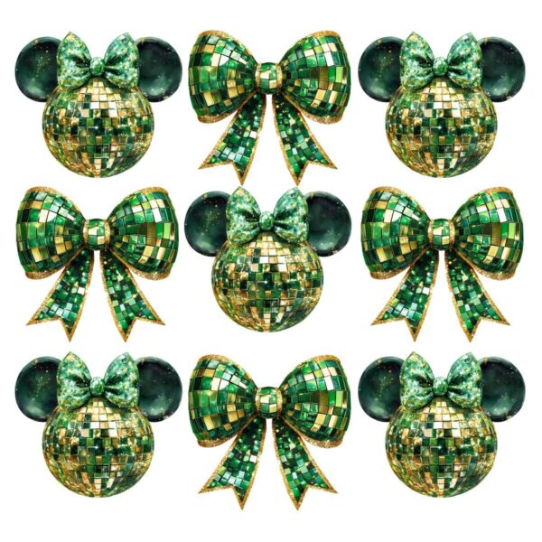 St Patricks Day Shamrock Disco Ball Coquette Irish PNG