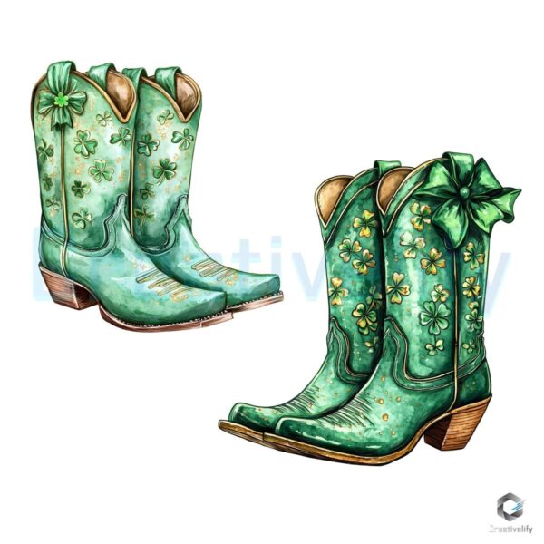 St Patricks Day Western Cowgirl Vibes in Green PNG