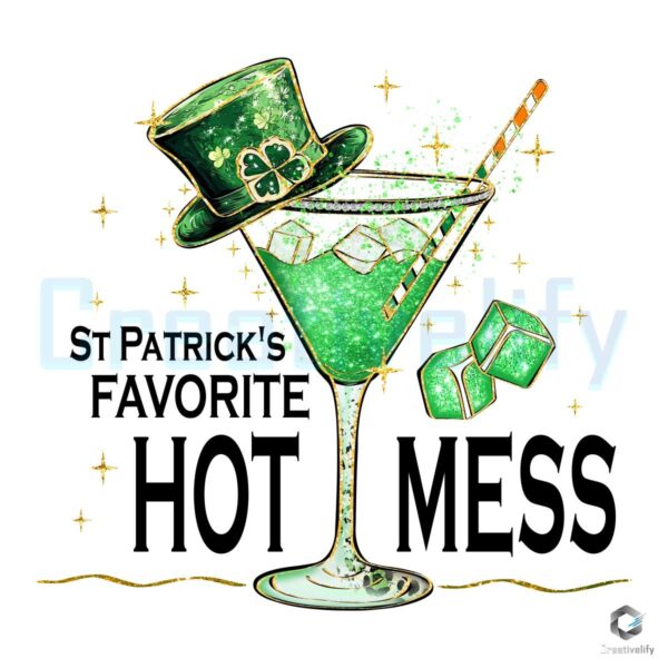 St Patricks Fave Hot Mess Cocktail Design PNG