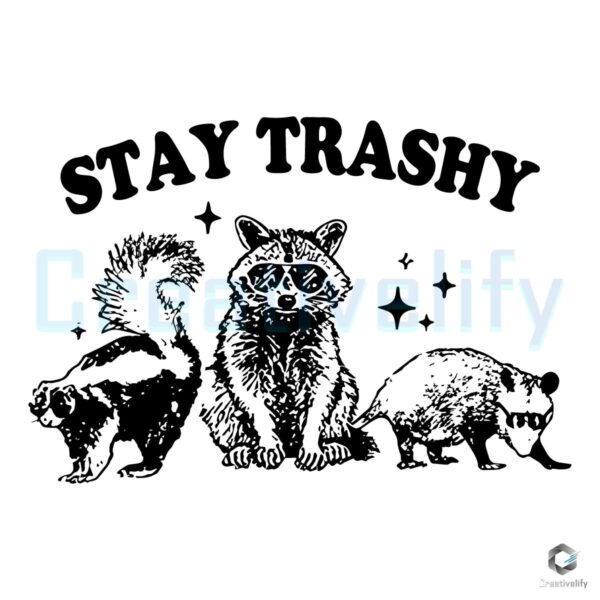 Stay Trashy Raccoon Adult Humor Funny Meme SVG