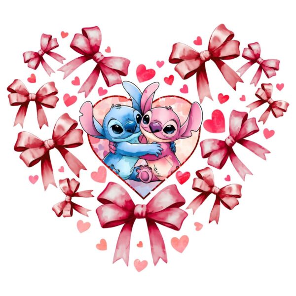 Stitch Angel Valentine Heart Coquette PNG Design