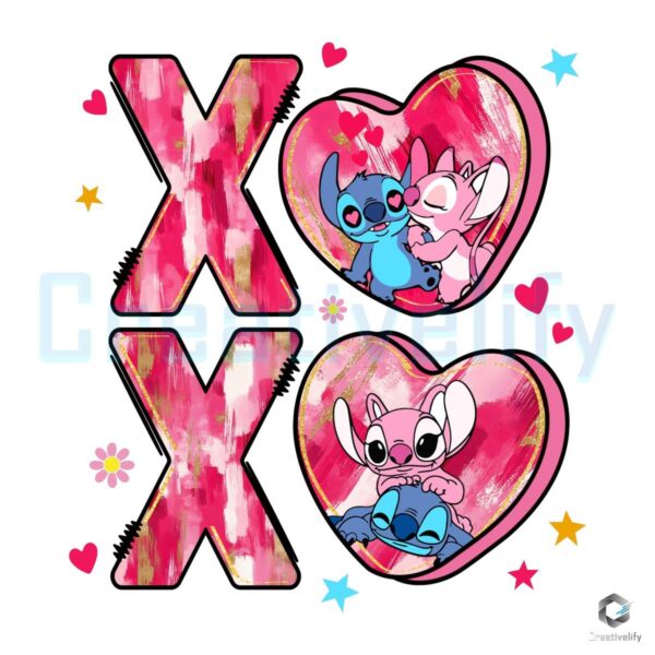 Stitch Angel XOXO Valentine Love PNG Design