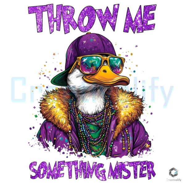 Throw Me Something Mister Mardi Gras Duck PNG