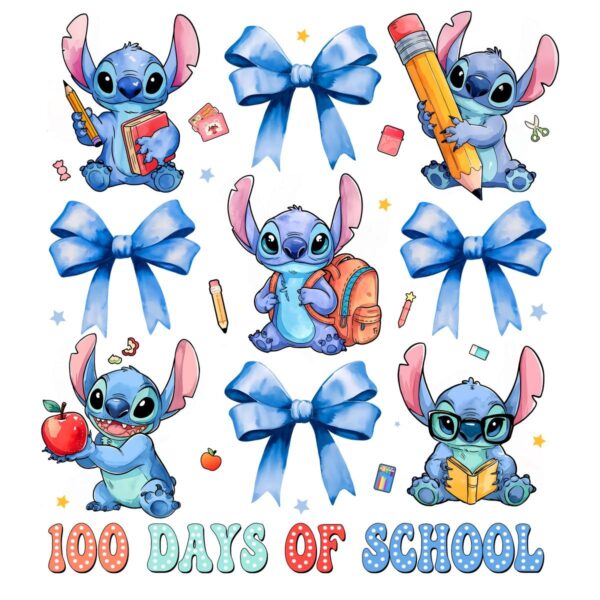 100 Days of School Coquette Stitch in PNG Style