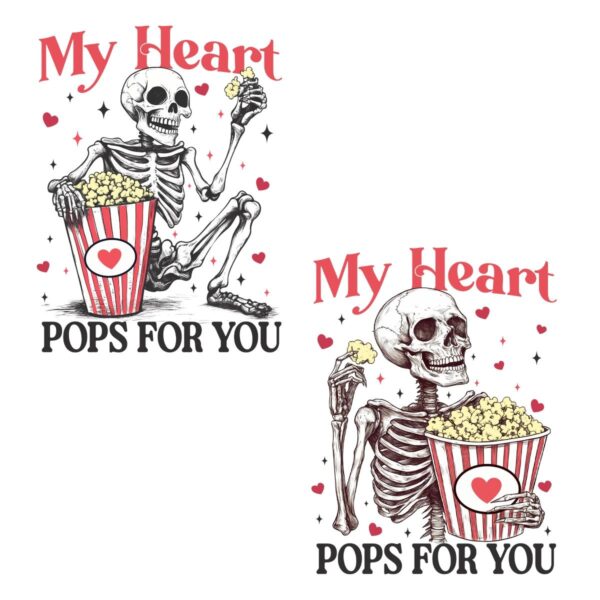 Valentine Skeleton My Heart Pops for You SVGPNG Design