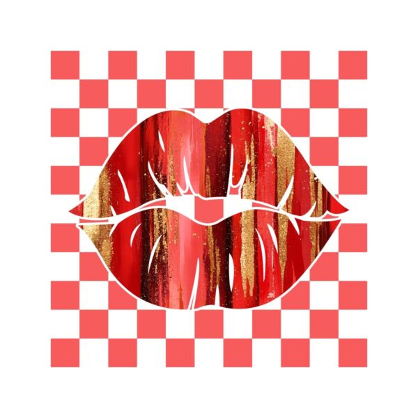 Valentines Day Checkered Lips Stunning PNG Design