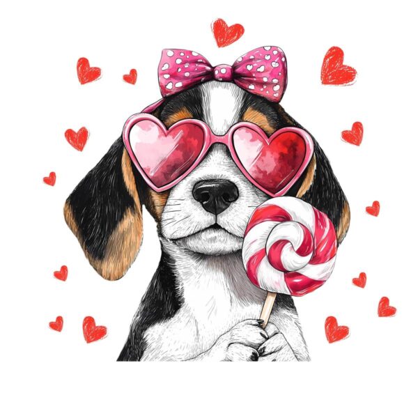 Valentines Yorkie Pink Bow Lollipop SVGPNG Delight