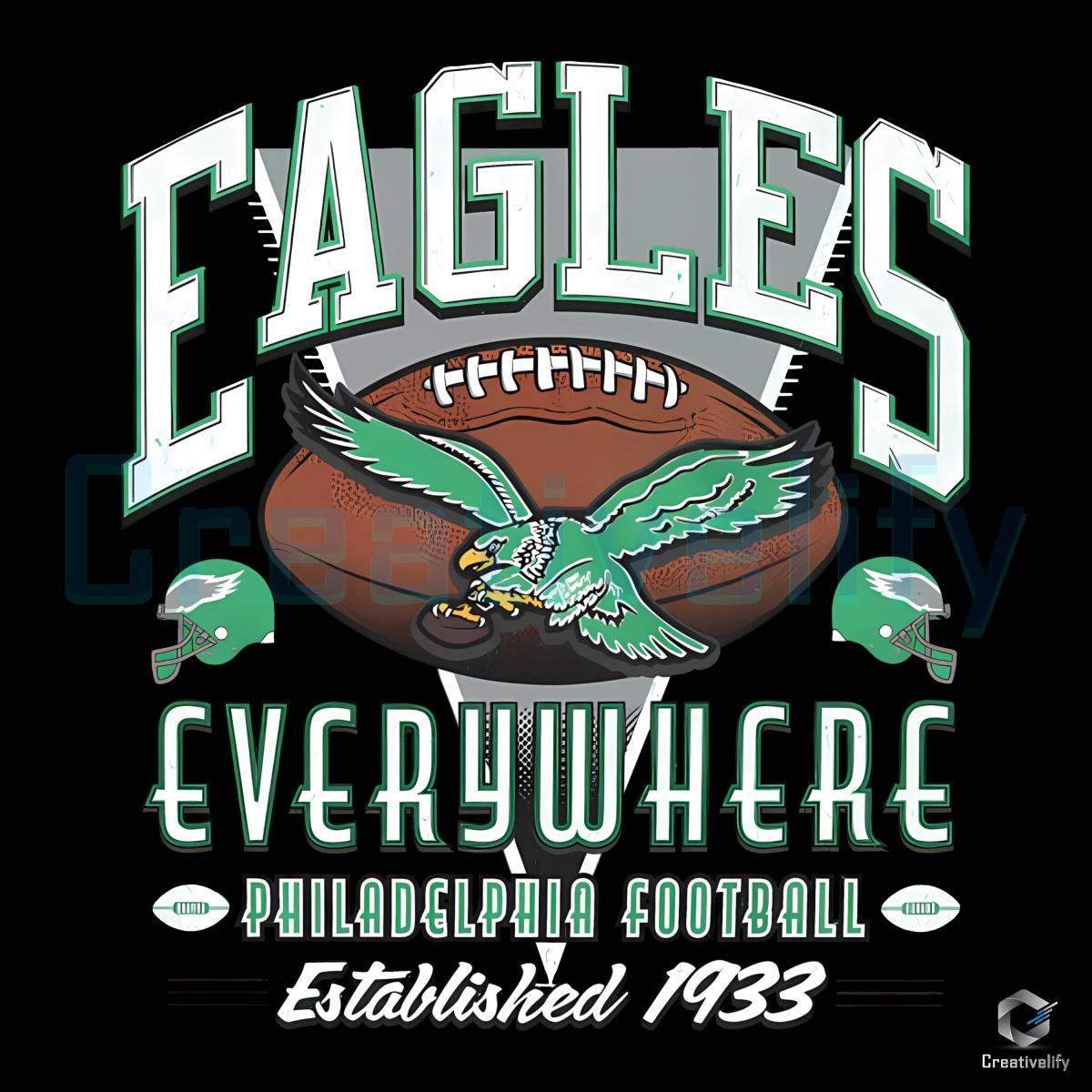 Vintage Philadelphia Eagles Football Art Est 1933 PNG